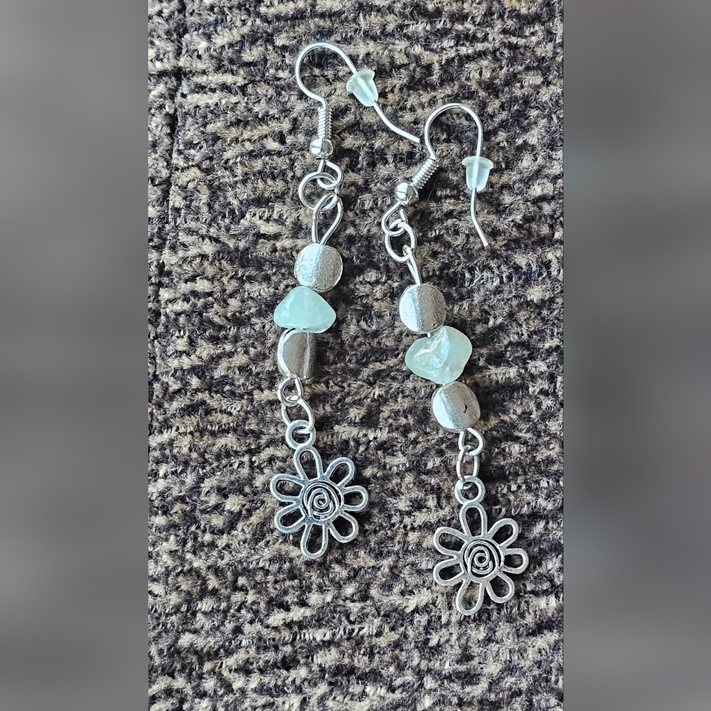 Sea Glass Daisy Dangle Earrings